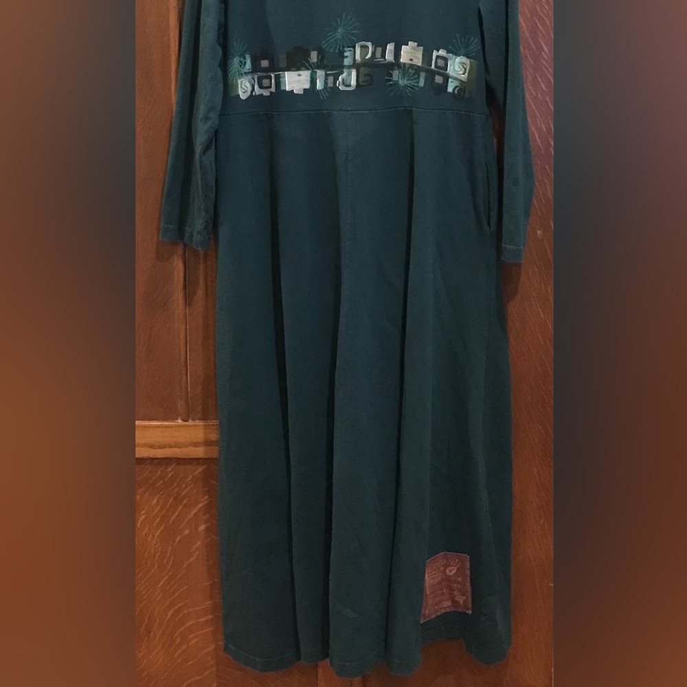 Blue Fish Teal Long Sleeve Long Dress Artwear - Picture 7 of 8